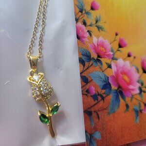18K Gold Plated Tulip Zircon Necklace